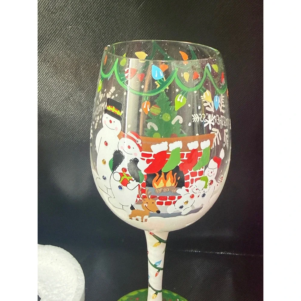 Lolita Love My Wine‎ No Place Like Home Christmas Wine Glass 15oz Hallmark Boxed
